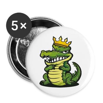 Alligator Cartoon Couronne - Lot de 5 grands badges (56 mm) - blanc - Devant