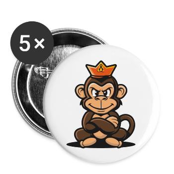 Monkey Cartoon Crown - Buttons large 2.2''/56 mm (5-pack) - white - Front