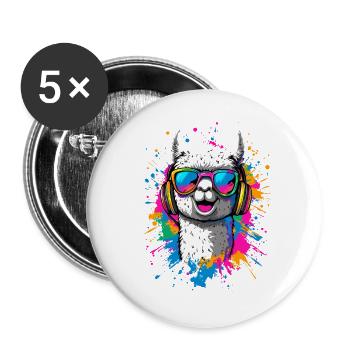 Alpaka Süßes Lama Farm Life Is Better With Alpakas - Buttons groß 56 mm (5er Pack) - Weiß - Vorne