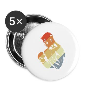 Retro Boxer - Buttons groß 56 mm (5er Pack) - Weiß - Vorne