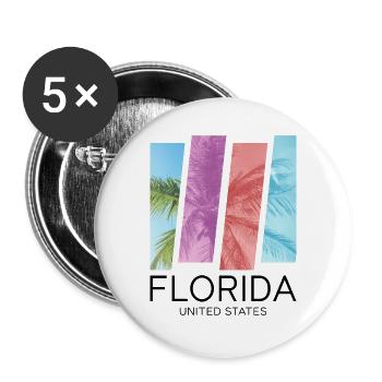 Florida USA Miami Amerika Sommer Palmen Strand - Buttons groß 56 mm (5er Pack) - Weiß - Vorne