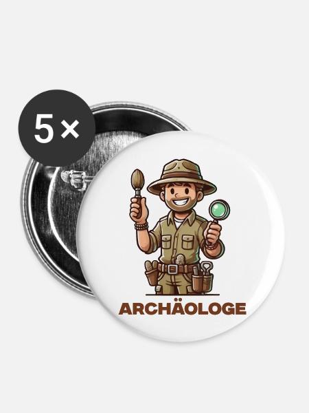 Archäologe - Buttons groß 56 mm (5er Pack) - Weiß