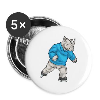 Nashorn Eislaufen Schlittschuhe - Buttons groß 56 mm (5er Pack) - Weiß - Vorne