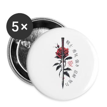Japon Épée Rose Personnages Esthétique - Lot de 5 grands badges (56 mm) - blanc - Devant