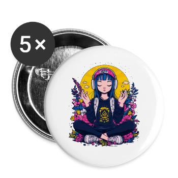Chilled girl - Buttons groß 56 mm (5er Pack) - Weiß - Vorne