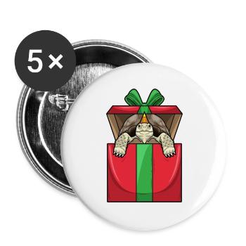 Turtle Birthday Package - Buttons large 2.2''/56 mm (5-pack) - white - Front
