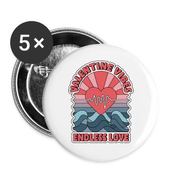 Valentine Vibes für verliebte zu Valentinstag - Buttons groß 56 mm (5er Pack) - Weiß - Vorne