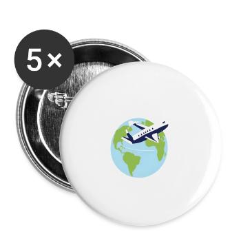 !PARCOUREZ LE MONDE, C’EST GRATUIT ! - Lot de 5 grands badges (56 mm) - blanc - Devant