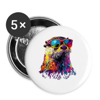 Loutre Loutre de mer Loutre Loutre Martre amour Loutre mignonne - Lot de 5 grands badges (56 mm) - blanc - Devant