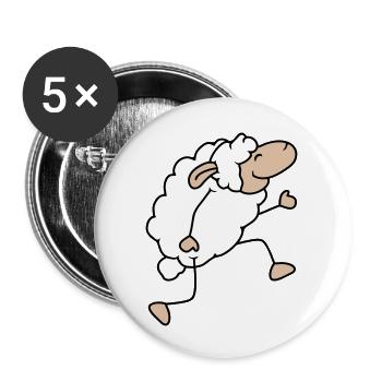 Sheep walks happily proudly dancing going hiking - Buttons large 2.2''/56 mm (5-pack) - white - Front