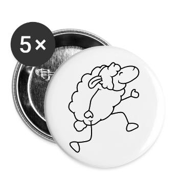 Sheep walks happily proudly dancing going hiking - Buttons large 2.2''/56 mm (5-pack) - white - Front