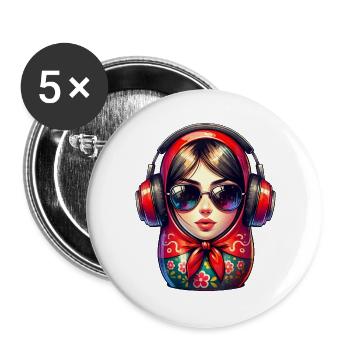 Russe Matriochka Musique Russie Russe - Lot de 5 grands badges (56 mm) - blanc - Devant