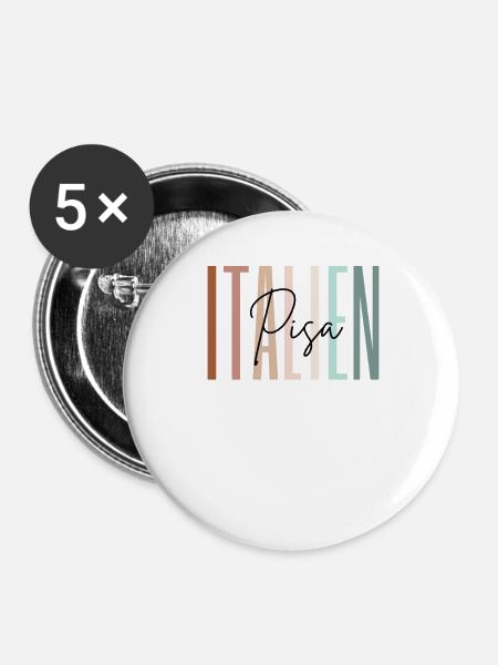 Italien Urlaub Pisa Städtereise Geschenk - Buttons groß 56 mm (5er Pack) - Weiß