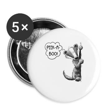 Peek-A-Boo Badger Cartoon Animal Motif Woodland Animal - Buttons large 2.2''/56 mm (5-pack) - white - Front