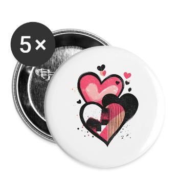 Coeur motif coeurs Saint-Valentin amour cadeau - Lot de 5 grands badges (56 mm) - blanc - Devant