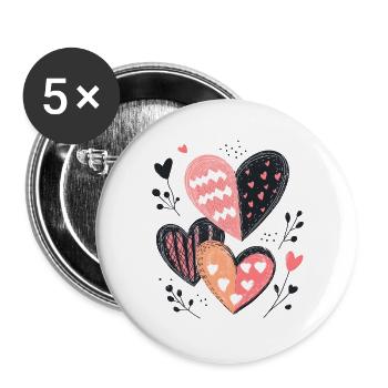 Heart Pattern Heart Pattern Valentine's Day Love Gift - Buttons large 2.2''/56 mm (5-pack) - white - Front