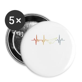 Fréquence cardiaque d’avion en papier - Lot de 5 grands badges (56 mm) - blanc - Devant