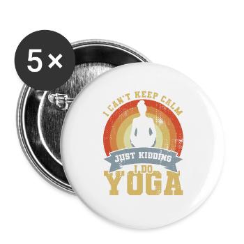 Yoga Witz - Buttons groß 56 mm (5er Pack) - Weiß - Vorne