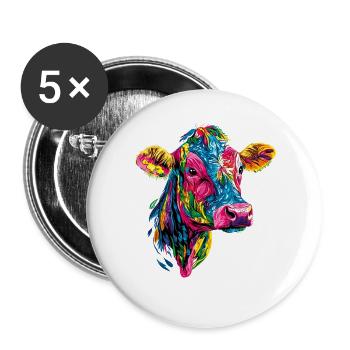 Cow Farmer Beef Milk Vegan Calf Cow Farm Cows - Buttons large 2.2''/56 mm (5-pack) - white - Front