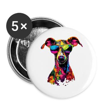 Windhund Hundeliebhaber Jagdhund Liebe Greyhound - Buttons groß 56 mm (5er Pack) - Weiß - Vorne