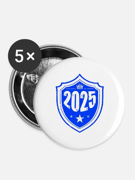 2025 jahr - Buttons groß 56 mm (5er Pack) - Weiß