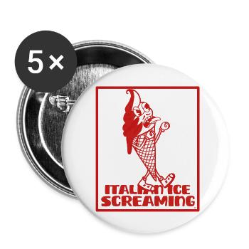 Schreiendes italienisches Eiscreme-Maskottchen - Buttons groß 56 mm (5er Pack) - Weiß - Vorne