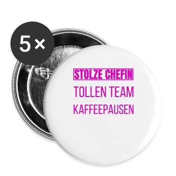 Ich Bin Eine Stolze Chefin von einem tollen Team - Buttons groß 56 mm (5er Pack) - Weiß - Vorne