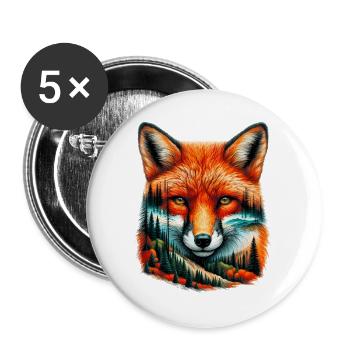 Renard - Lot de 5 grands badges (56 mm) - blanc - Devant