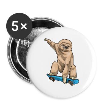 Faultier Skater Skateboard - Buttons groß 56 mm (5er Pack) - Weiß - Vorne