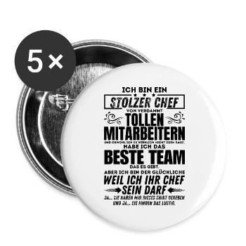 stolzer Chef von verdammt naiven Mitarbeitern - Buttons groß 56 mm (5er Pack) - Weiß - Vorne