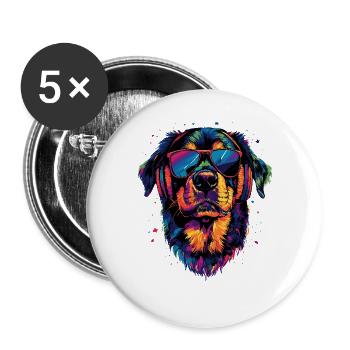 Les chiens Rottweiler aiment les fiers amateurs de rottweiler - Lot de 5 grands badges (56 mm) - blanc - Devant