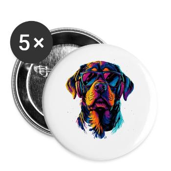 Les chiens Rottweiler aiment les fiers amateurs de rottweiler - Lot de 5 grands badges (56 mm) - blanc - Devant