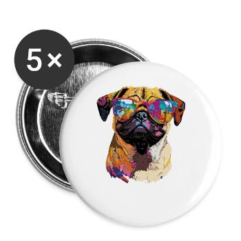 Carlin Beige Les chiens adorent Carlin Petit carlin mignon - Lot de 5 grands badges (56 mm) - blanc - Devant