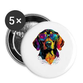 Beagle Puppy Beagles Chien mignon Beagle anglais - Lot de 5 grands badges (56 mm) - blanc - Devant