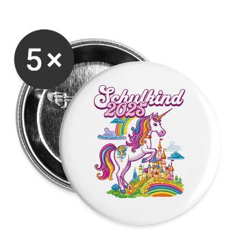 School Child 2025 Unicorn Enrollment School Student - Buttons large 2.2''/56 mm (5-pack) - white - Front