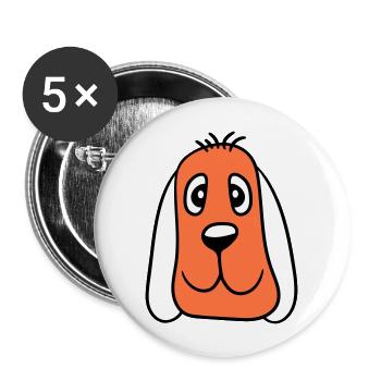 Visage de chien Petit Tête d’animal de compagnie Mignon - Lot de 5 grands badges (56 mm) - blanc - Devant