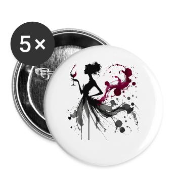 Elegant Wine Lover Silhouette Art - Buttons large 2.2''/56 mm (5-pack) - white - Front