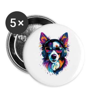 border collie chien amant chiot mignon collies - Lot de 5 grands badges (56 mm) - blanc - Devant
