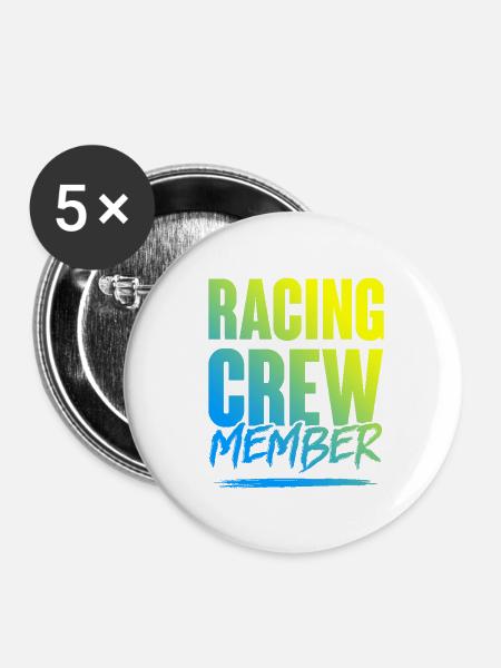Racing Crew - Buttons groß 56 mm (5er Pack) - Weiß