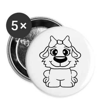Dog Girl Cute Bow Female Woman Girl - Buttons large 2.2''/56 mm (5-pack) - white - Front