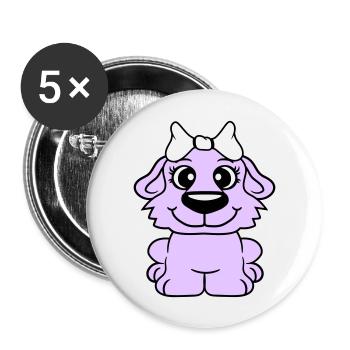 Dog Girl Cute Bow Female Woman Girl - Buttons large 2.2''/56 mm (5-pack) - white - Front