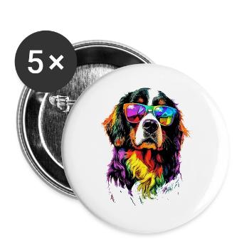 Bouvier bernois Chiens mignons Bouvier suisse - Lot de 5 grands badges (56 mm) - blanc - Devant