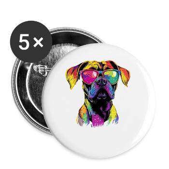 Deutscher Boxer Hunde Boxerverein German Boxer - Buttons groß 56 mm (5er Pack) - Weiß - Vorne
