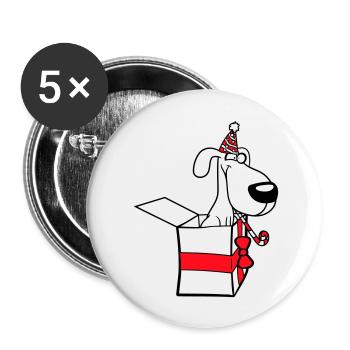 Chien Anniversaire Cadeau Fête Chapeau Célébrer Crapaud - Lot de 5 grands badges (56 mm) - blanc - Devant