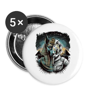 Antiker Astronaut Anubis Futuristische Weltraumgottheit - Buttons groß 56 mm (5er Pack) - Weiß - Vorne