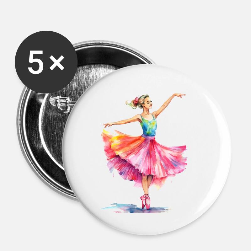 Tänzerin - Buttons groß 56 mm (5er Pack) - Weiß
