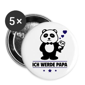 Ich werde Papa - Buttons groß 56 mm (5er Pack) - Weiß - Vorne