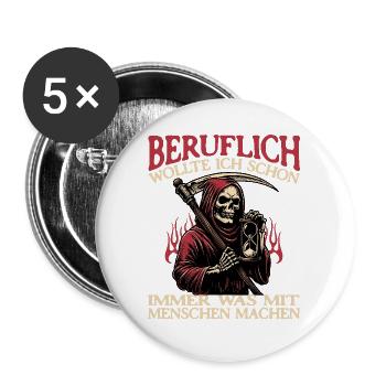Sensemann Beruflich Was Mit Menschen Machen Lustig - Buttons groß 56 mm (5er Pack) - Weiß - Vorne