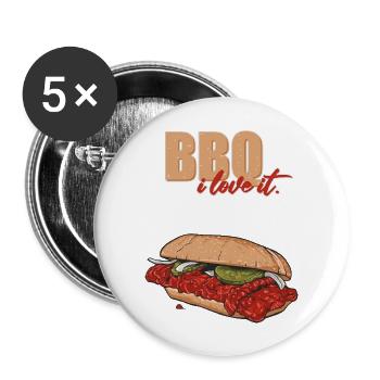BBQ // Illustration - Buttons groß 56 mm (5er Pack) - Weiß - Vorne