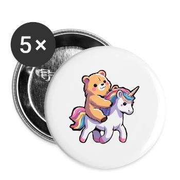 Einhorn - Buttons groß 56 mm (5er Pack) - Weiß - Vorne